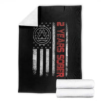 2 Years Sober Throw Blanket 2 Years Sobriety Anniversary Vintage American Flag