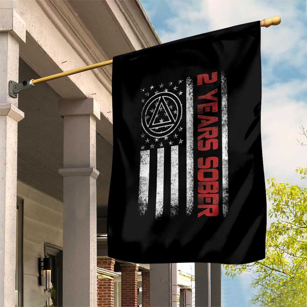 2 Years Sober Garden Flag 2 Years Sobriety Anniversary Vintage American Flag
