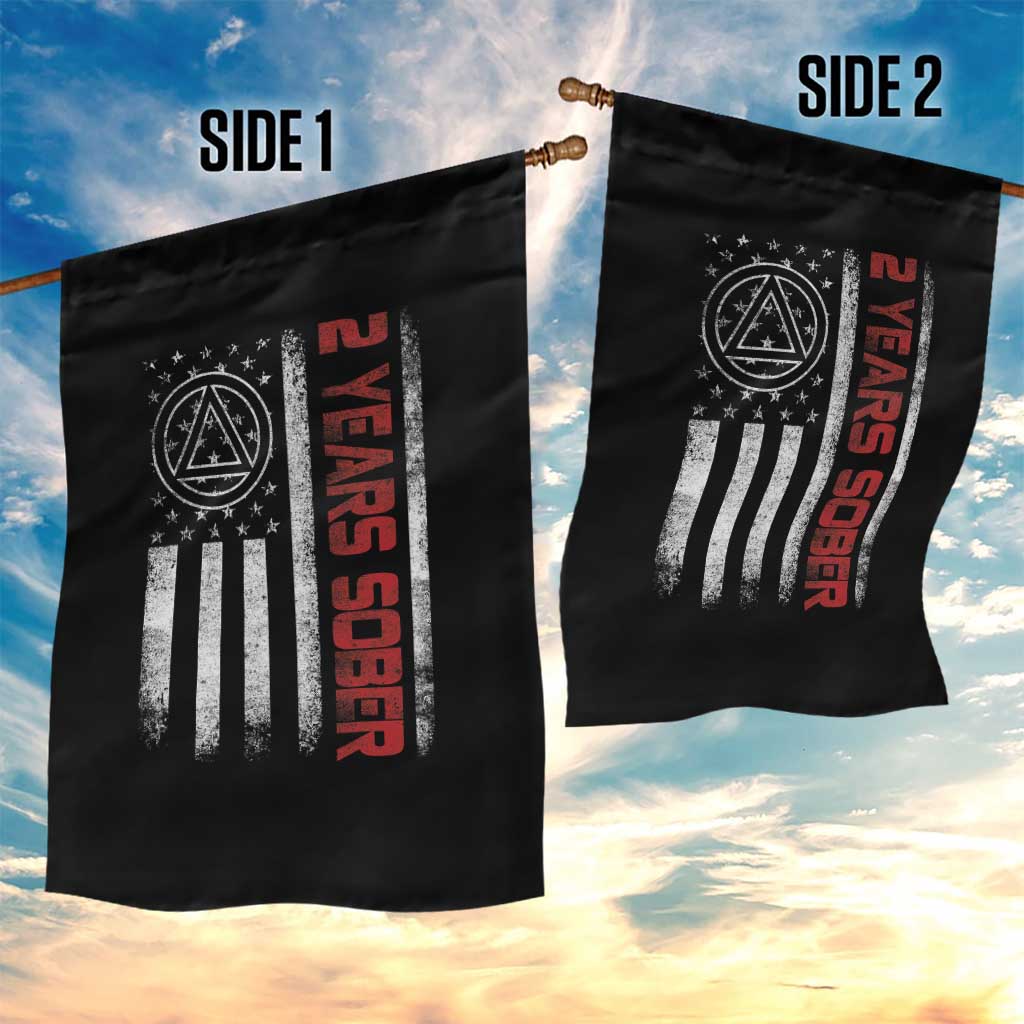 2 Years Sober Garden Flag 2 Years Sobriety Anniversary Vintage American Flag