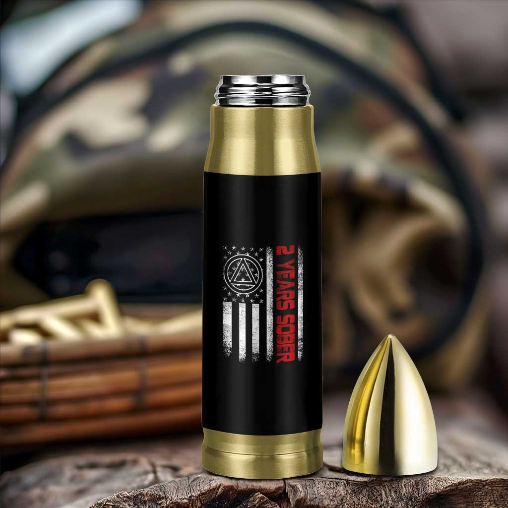 2 Years Sober Bullet Tumbler 2 Years Sobriety Anniversary Vintage American Flag