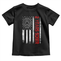 2 Years Sober Toddler T Shirt 2 Years Sobriety Anniversary Vintage American Flag