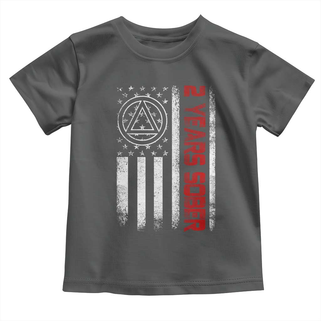 2 Years Sober Toddler T Shirt 2 Years Sobriety Anniversary Vintage American Flag