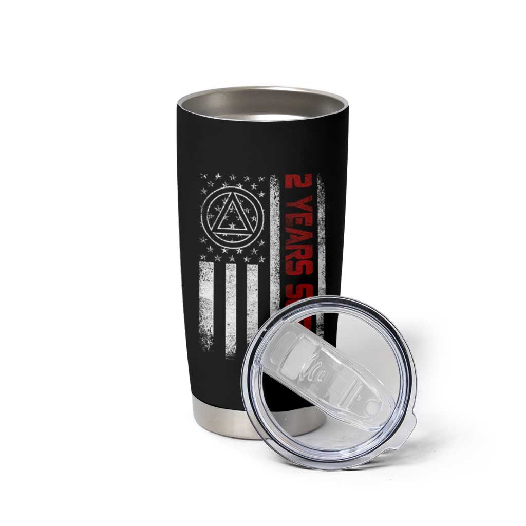 2 Years Sober Tumbler Cup 2 Years Sobriety Anniversary Vintage American Flag