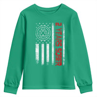 2 Years Sober Youth Sweatshirt 2 Years Sobriety Anniversary Vintage American Flag