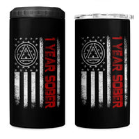 1 Year Sober 4 in 1 Can Cooler Tumbler 1 Year Sobriety Anniversary Vintage American Flag
