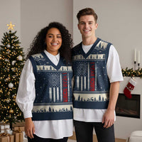 1 Year Sober V-Neck Knit Sweater Vest 1 Year Sobriety Anniversary Vintage American Flag