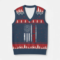 1 Year Sober V-Neck Knit Sweater Vest 1 Year Sobriety Anniversary Vintage American Flag