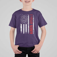 1 Year Sober T Shirt For Kid 1 Year Sobriety Anniversary Vintage American Flag