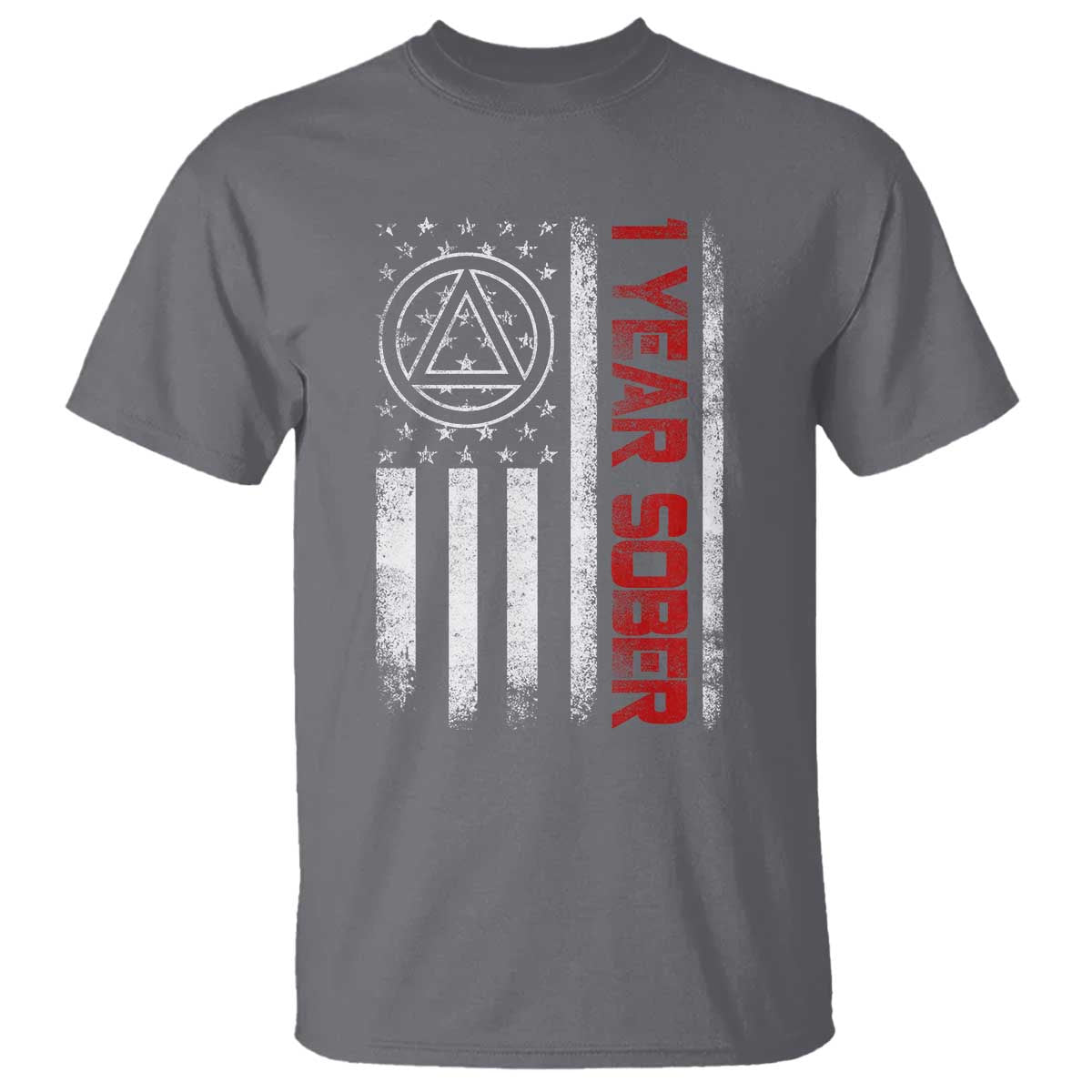 1 Year Sober T Shirt 1 Year Sobriety Anniversary Vintage American Flag