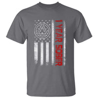 1 Year Sober T Shirt 1 Year Sobriety Anniversary Vintage American Flag