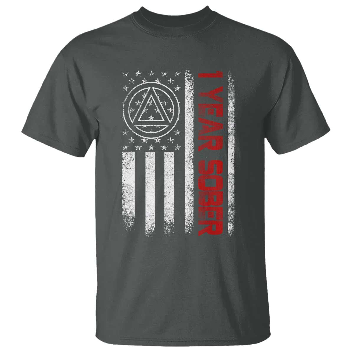 1 Year Sober T Shirt 1 Year Sobriety Anniversary Vintage American Flag