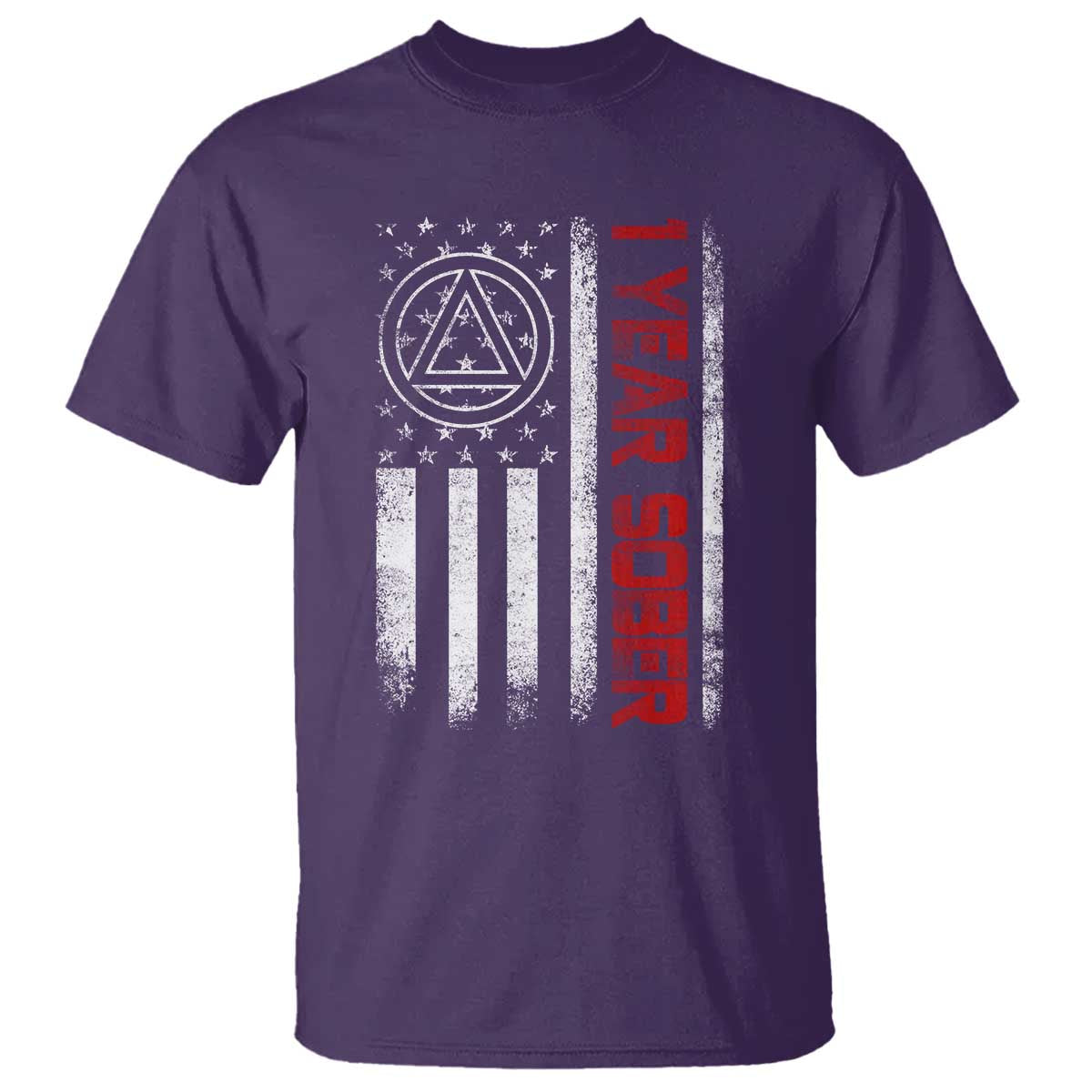 1 Year Sober T Shirt 1 Year Sobriety Anniversary Vintage American Flag