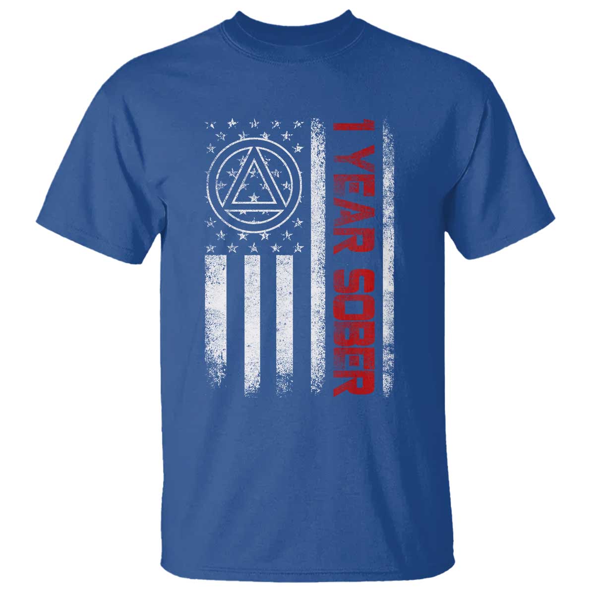 1 Year Sober T Shirt 1 Year Sobriety Anniversary Vintage American Flag