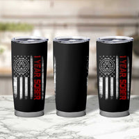 1 Year Sober Tumbler Cup 1 Year Sobriety Anniversary Vintage American Flag