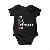 Sobriety Anniversary Baby Onesie Sober Son Of A Bitch Everythings Real Pink AA NA