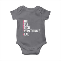 Sobriety Anniversary Baby Onesie Sober Son Of A Bitch Everythings Real Pink AA NA