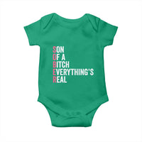 Sobriety Anniversary Baby Onesie Sober Son Of A Bitch Everythings Real Pink AA NA