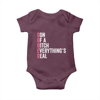 Sobriety Anniversary Baby Onesie Sober Son Of A Bitch Everythings Real Pink AA NA