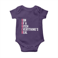 Sobriety Anniversary Baby Onesie Sober Son Of A Bitch Everythings Real Pink AA NA