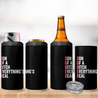 Sobriety Anniversary 4 in 1 Can Cooler Tumbler Sober Son Of A Bitch Everythings Real Pink AA NA