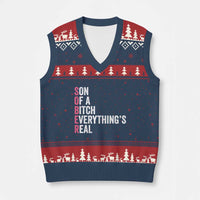 Sobriety Anniversary V-Neck Knit Sweater Vest Sober Son Of A Bitch Everythings Real Pink AA NA