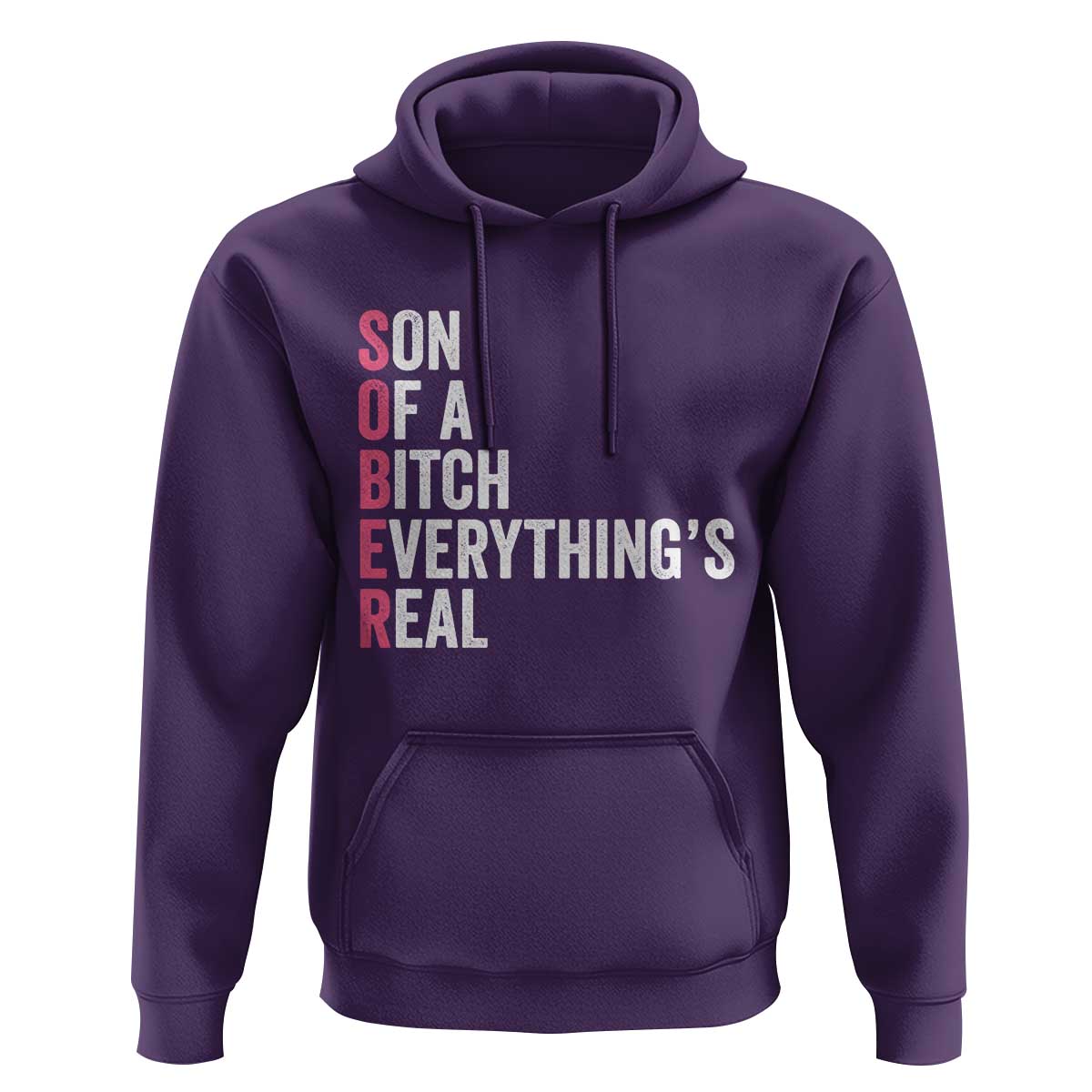 Sobriety Anniversary Hoodie Sober Son Of A Bitch Everythings Real Pink AA NA