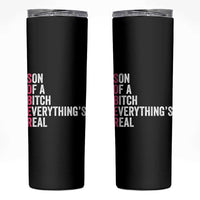 Sobriety Anniversary Skinny Tumbler Sober Son Of A Bitch Everythings Real Pink AA NA