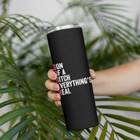 Sobriety Anniversary Skinny Tumbler Sober Son Of A Bitch Everythings Real Pink AA NA