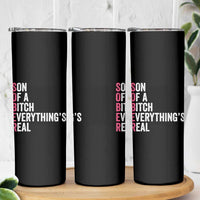 Sobriety Anniversary Skinny Tumbler Sober Son Of A Bitch Everythings Real Pink AA NA
