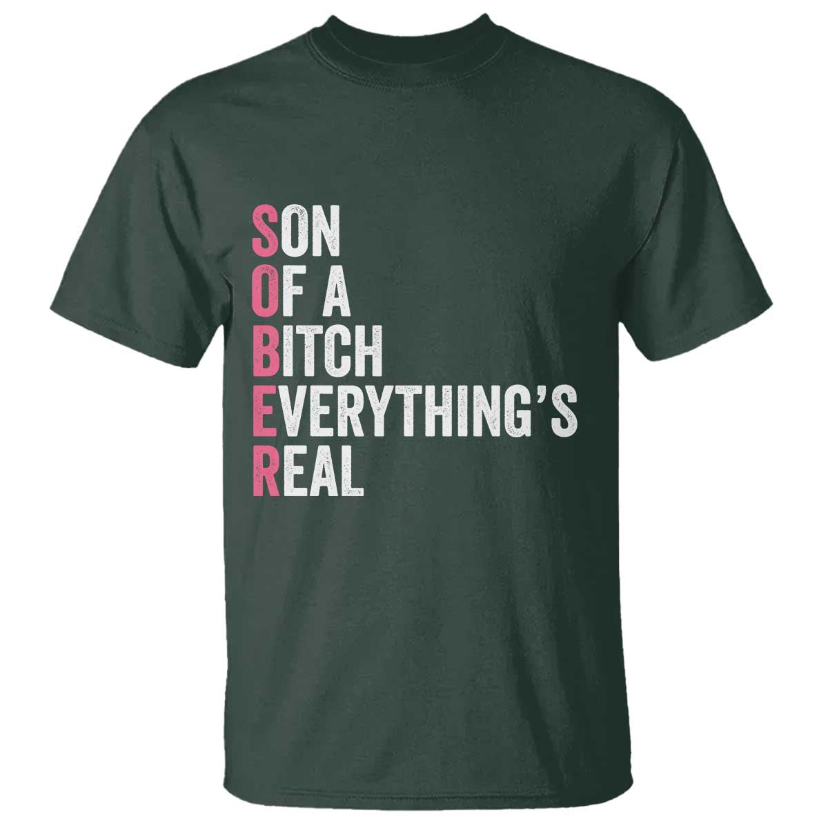 Sobriety Anniversary T Shirt Sober Son Of A Bitch Everythings Real Pink AA NA