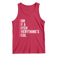 Sobriety Anniversary Tank Top Sober Son Of A Bitch Everythings Real Pink AA NA