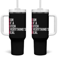 Sobriety Anniversary Tumbler With Handle Sober Son Of A Bitch Everythings Real Pink AA NA