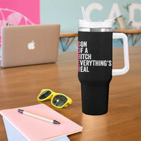 Sobriety Anniversary Tumbler With Handle Sober Son Of A Bitch Everythings Real Pink AA NA