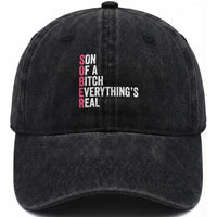 Sobriety Anniversary Washed Cotton Baseball Cap Sober Son Of A Bitch Everythings Real Pink AA NA