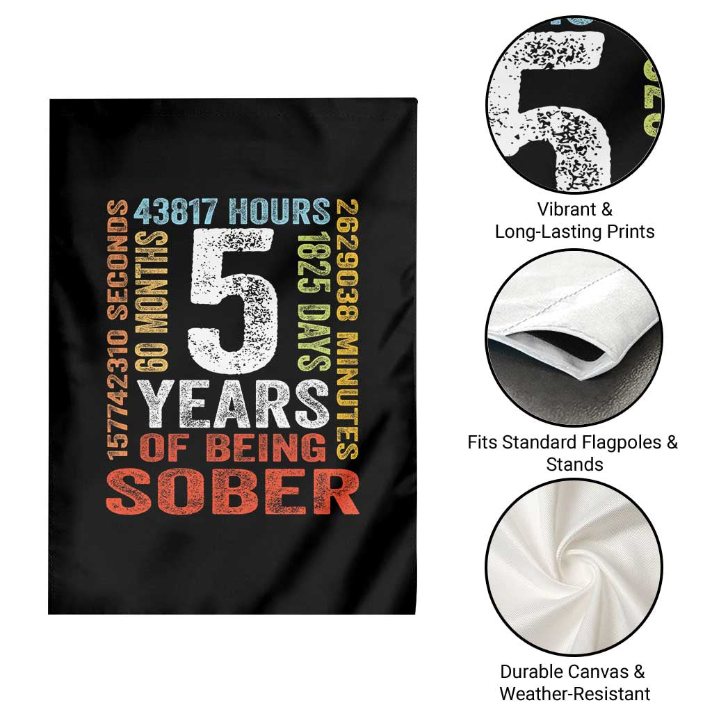 5 Years Of Being Sober Garden Flag 5 Years Sobriety Anniversary Addiction Recovery