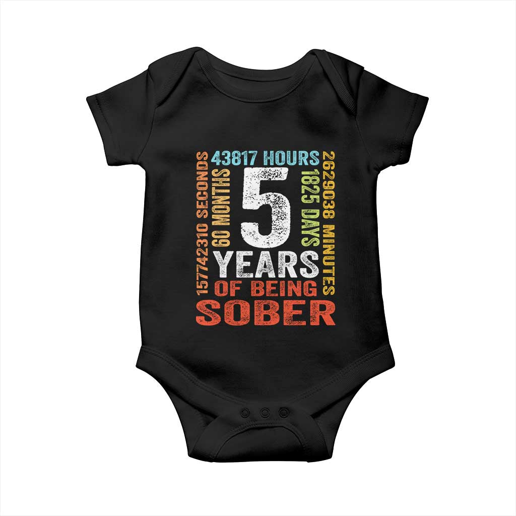 5 Years Of Being Sober Baby Onesie 5 Years Sobriety Anniversary Addiction Recovery