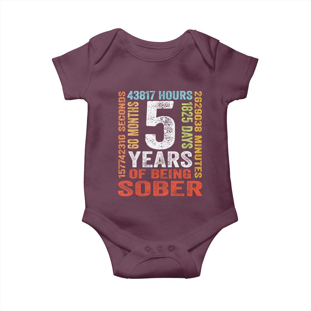 5 Years Of Being Sober Baby Onesie 5 Years Sobriety Anniversary Addiction Recovery