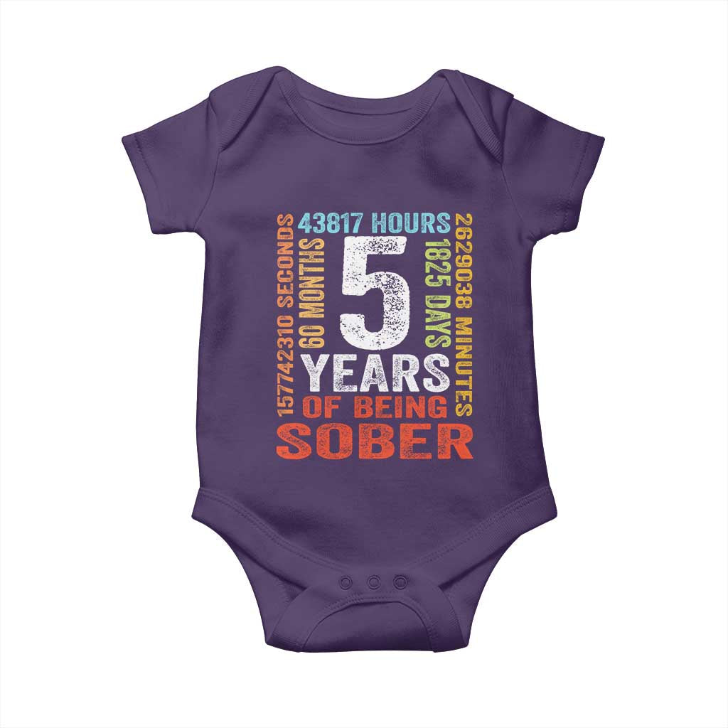 5 Years Of Being Sober Baby Onesie 5 Years Sobriety Anniversary Addiction Recovery