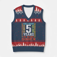 5 Years Of Being Sober V-Neck Knit Sweater Vest 5 Years Sobriety Anniversary Addiction Recovery