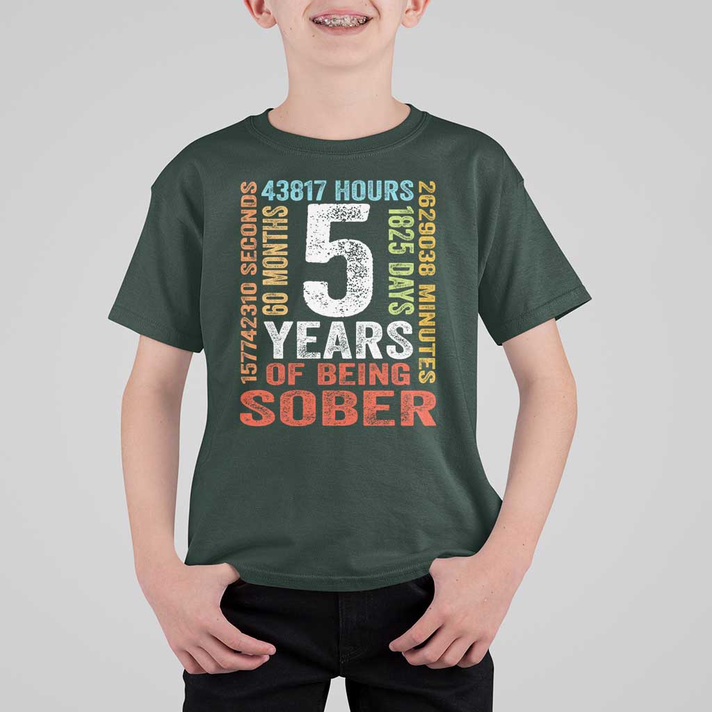 5 Years Of Being Sober T Shirt For Kid 5 Years Sobriety Anniversary Addiction Recovery