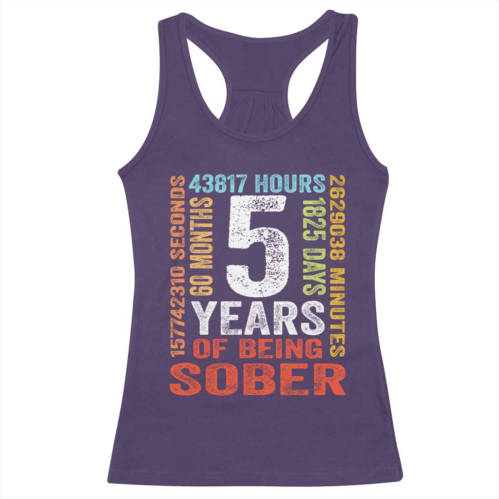 5 Years Of Being Sober Racerback Tank Top 5 Years Sobriety Anniversary Addiction Recovery