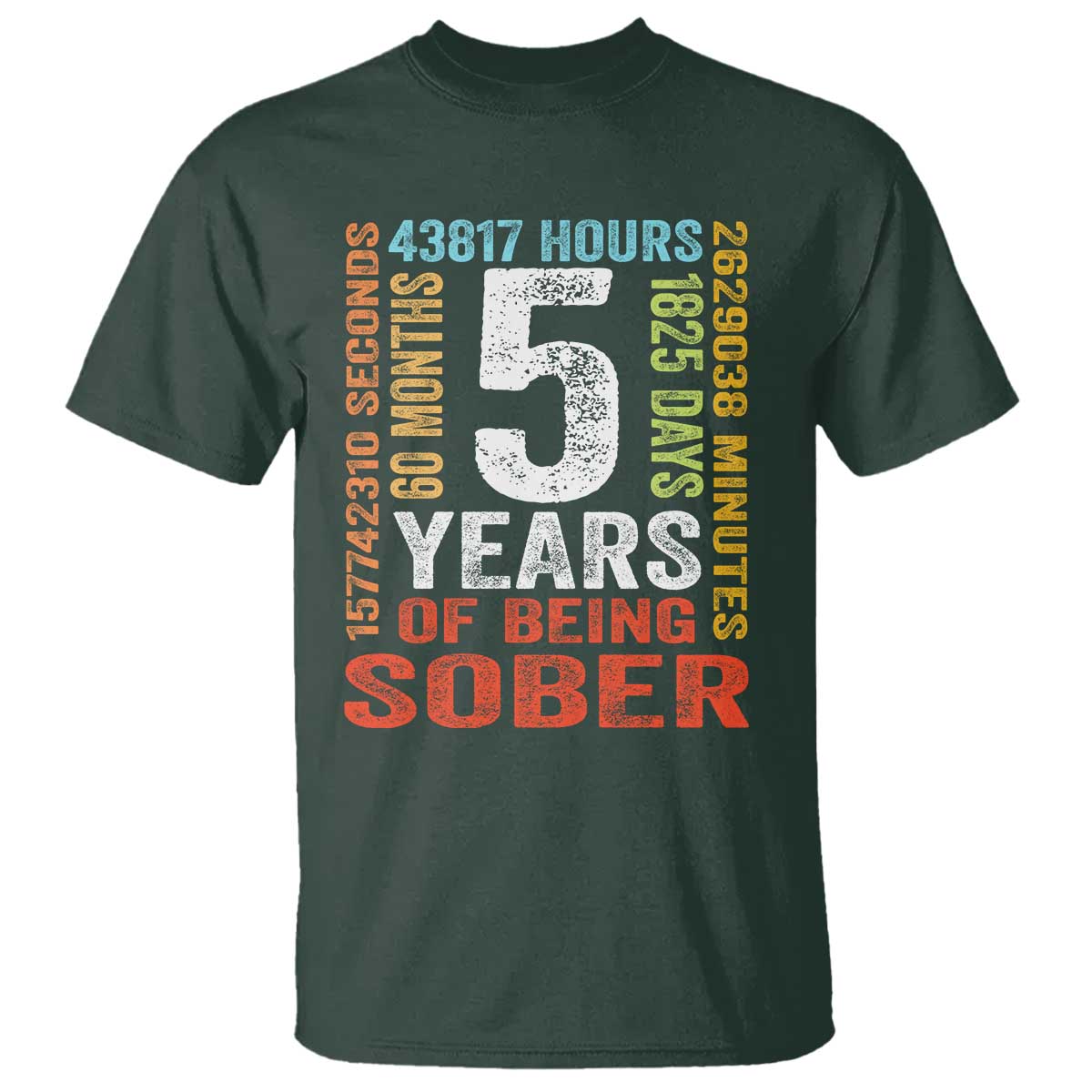 5 Years Of Being Sober T Shirt 5 Years Sobriety Anniversary Addiction Recovery