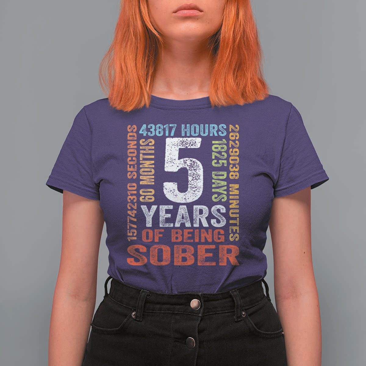 5 Years Of Being Sober T Shirt For Women 5 Years Sobriety Anniversary Addiction Recovery