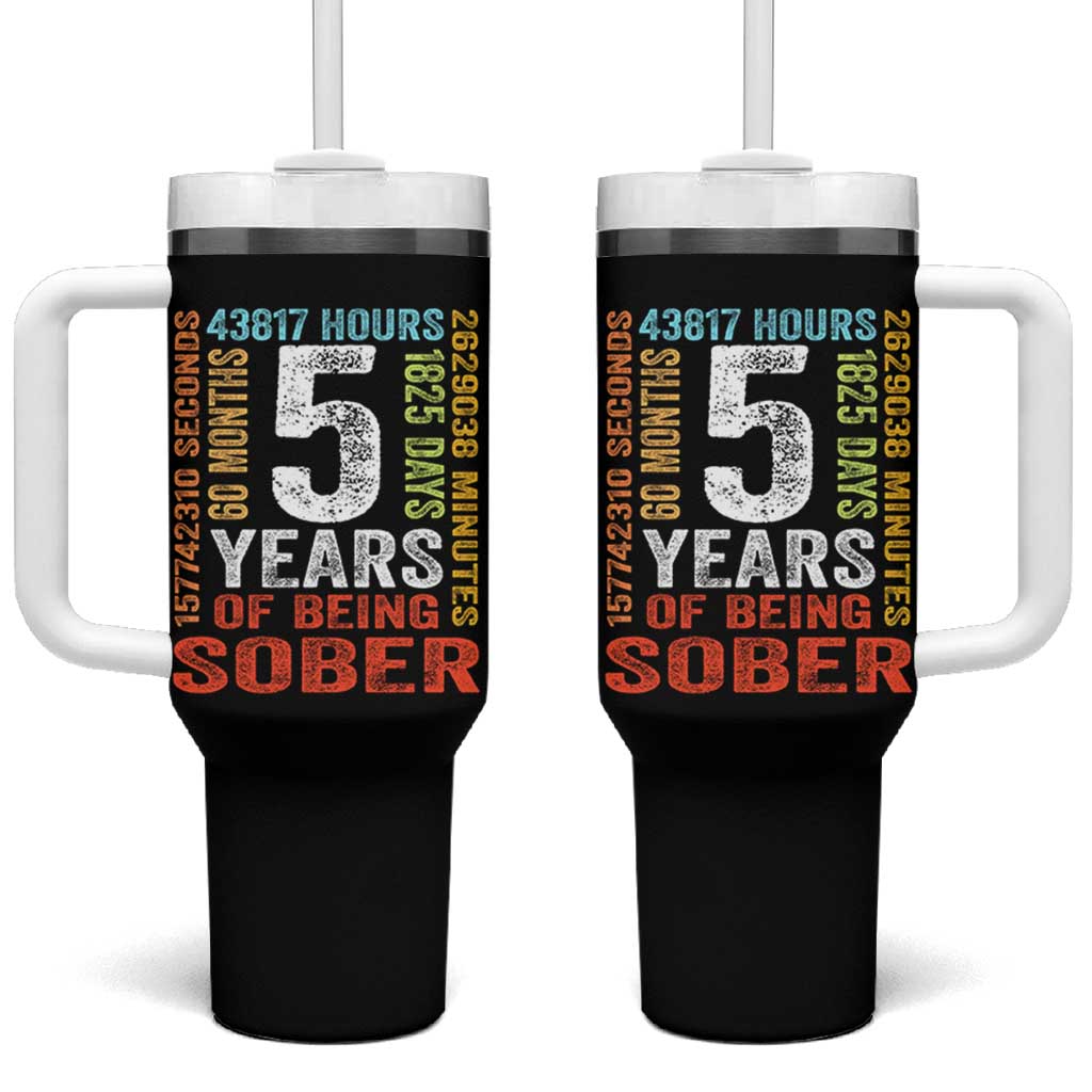 5 Years Of Being Sober Tumbler With Handle 5 Years Sobriety Anniversary Addiction Recovery