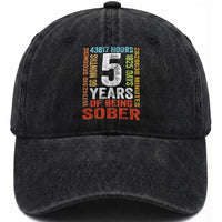 5 Years Of Being Sober Washed Cotton Baseball Cap 5 Years Sobriety Anniversary Addiction Recovery