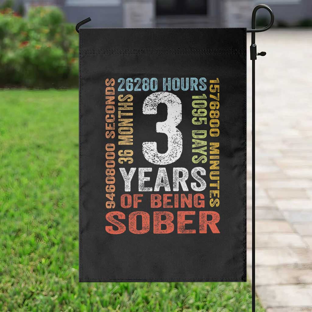 3 Years Of Being Sober Garden Flag 3 Years Sobriety Anniversary Addiction Recovery