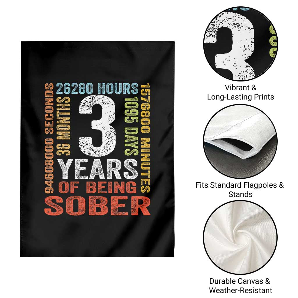 3 Years Of Being Sober Garden Flag 3 Years Sobriety Anniversary Addiction Recovery