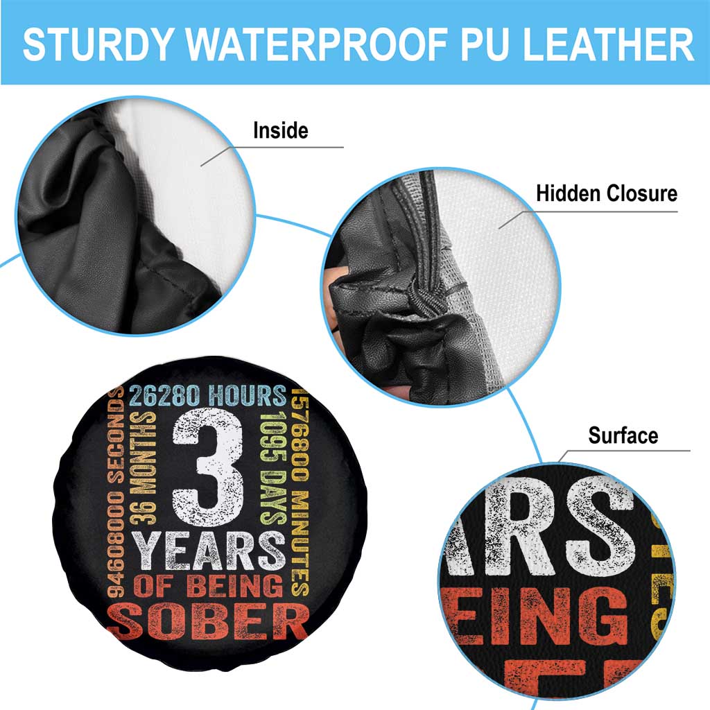3 Years Of Being Sober Spare Tire Cover 3 Years Sobriety Anniversary Addiction Recovery