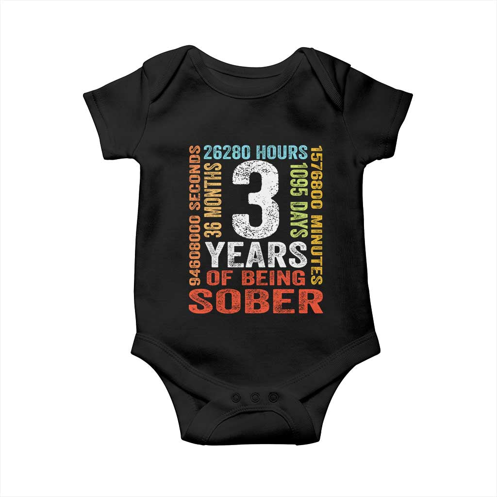 3 Years Of Being Sober Baby Onesie 3 Years Sobriety Anniversary Addiction Recovery