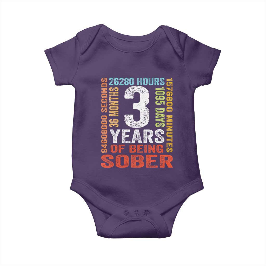 3 Years Of Being Sober Baby Onesie 3 Years Sobriety Anniversary Addiction Recovery